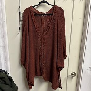 Forever 21 Rust Brown Knit Poncho Sweater XXL